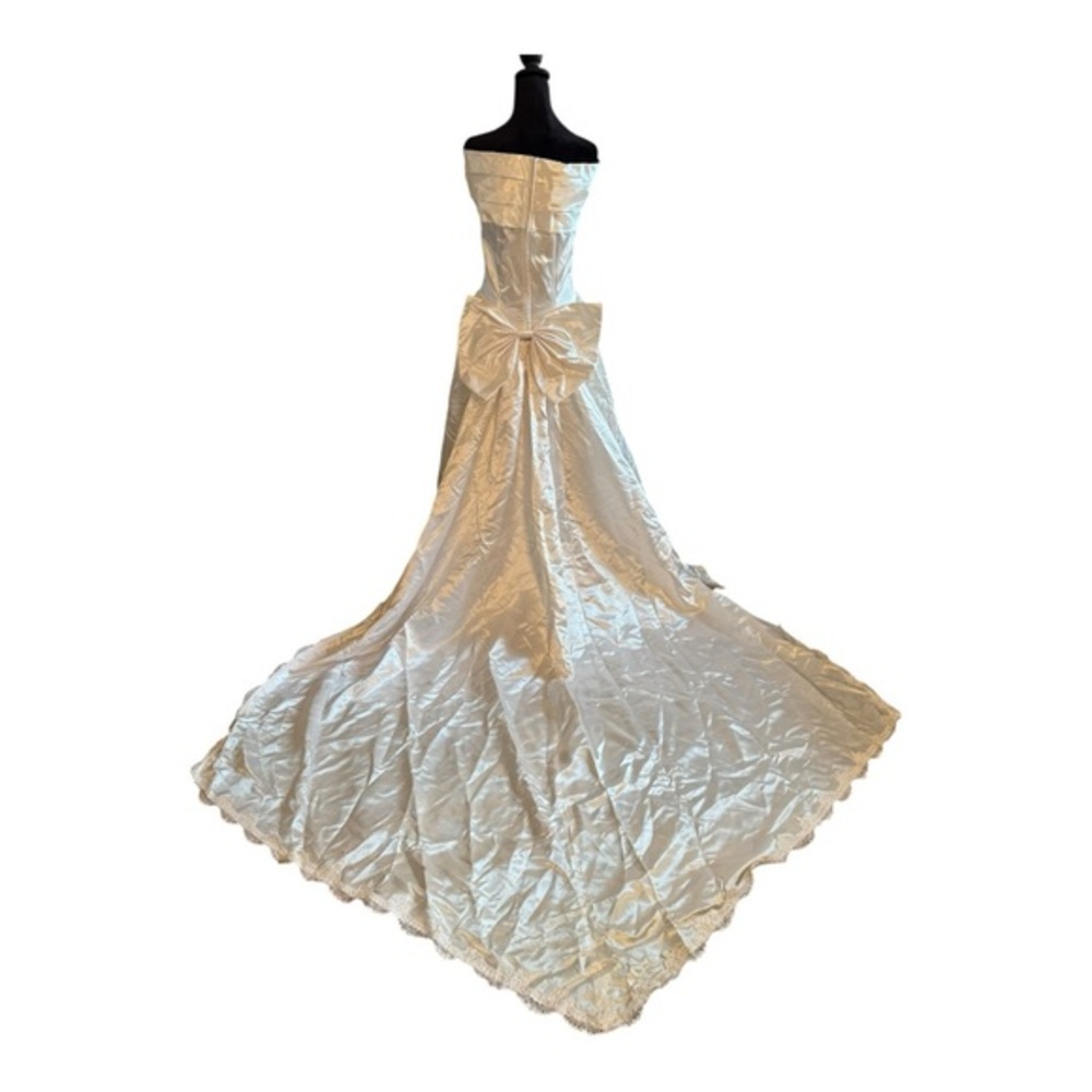 VTG DREAMY JESSICA MCCLINTOCK WEDDING GOWN SATIN REMOVABLE TRAINw/ACENT BOW sz10 - Picture 16 of 16
